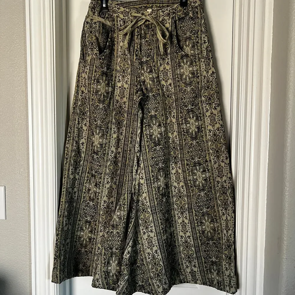 Free People Dahlia Wide-Leg Pants | Lemongrass Combo | Size 8